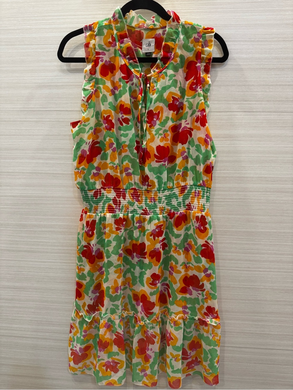 CAbi Spirit Dress Vibrant Multicolor Floral Sleeveless size Large